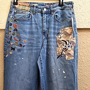 Anthropologie tall embellished patch jeans